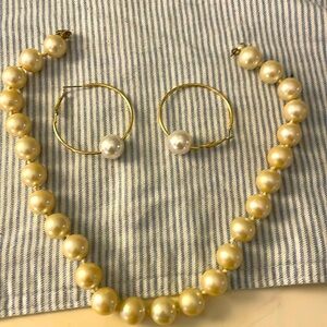 Pearl set earrings and necklace